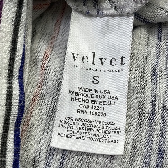 Velvet by Spencer & Graham Striped Knit Tee, White Purple Orange Blue, sz small - Picture 5 of 9